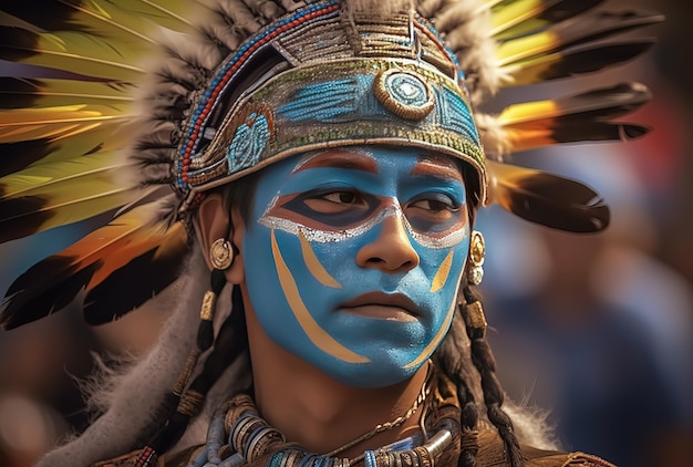 macho nativo americano realiza danza folclórica en un festival