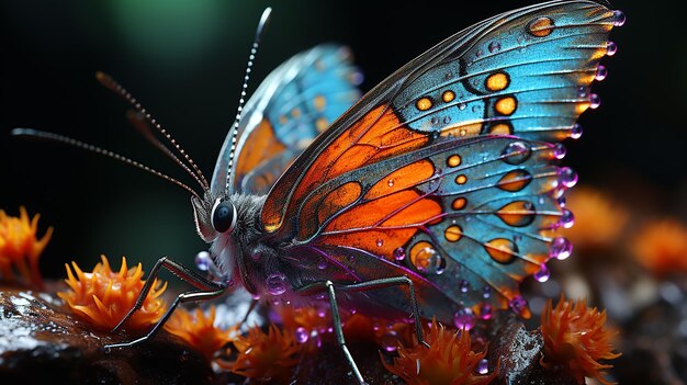 Macro de antena de mariposa colorida