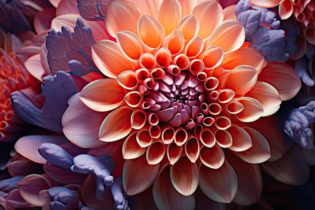 Macro close-up de obra de arte digital de flor fractal para design gráfico criativo Descubra a beleza das flores com fotografia macro AI capturando detalhes intrincados e beleza escondida AI Gerado