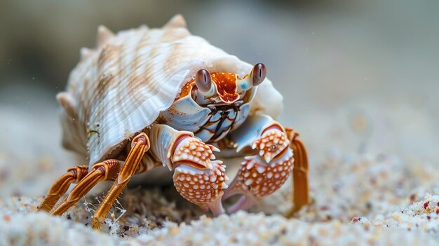 Foto macro de caranguejo eremita inteligência artificial gerativa