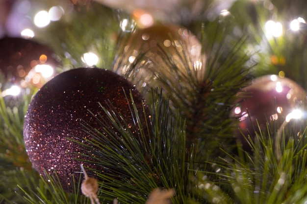 Macro de detalhes de árvore de Natal