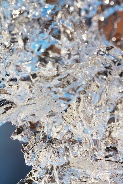 Foto macro de gelo em segundo planovclose up foto de inverno