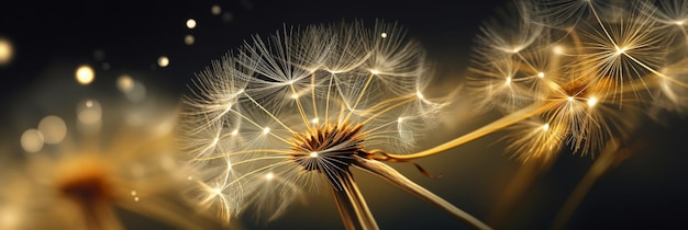 Foto macro de la flor del diente de león con bokeh