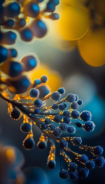 Macro de flores de fantasía azul