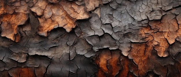 Macro foto de casca de árvore revelando texturas intrincadas fissuras e a beleza do envelhecimento natural AI Generative