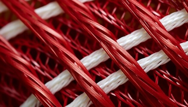 macro foto dos fios vermelhos e brancos entrelaçados de um Martisor