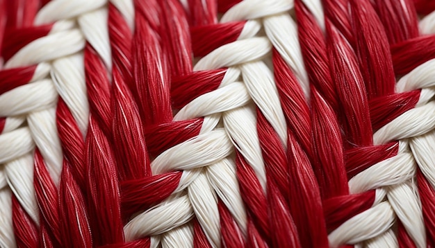macro foto dos fios vermelhos e brancos entrelaçados de um Martisor