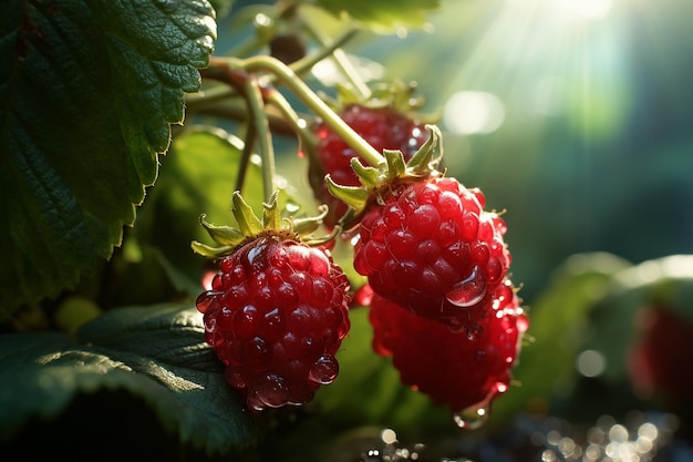 Macro de frambuesa madura