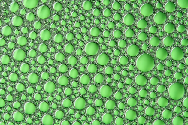 Macro fundo verde abstrato com muitas bolhas de sabão