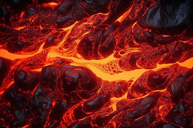 Foto macro fusão de magma de lava em close-up fundo realista