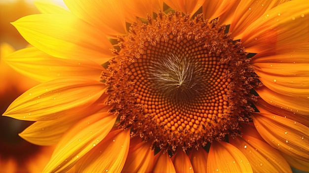 Macro de girasol vibrante y enérgico