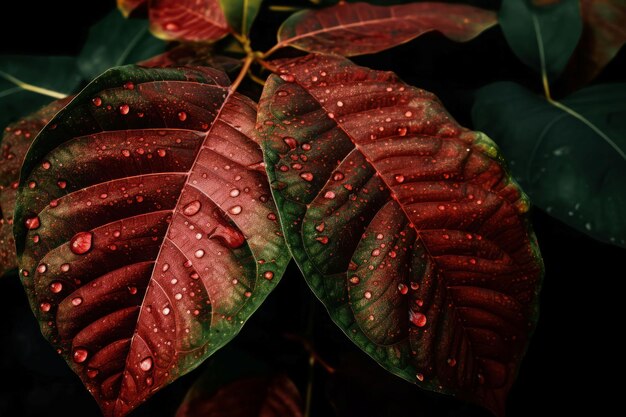 Macro hoja rojo Planta árbol naturaleza Generar Ai