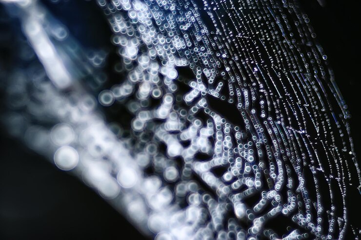 Foto macro imagens web / web vertentes, reflexões e gotas de água em um fundo da web