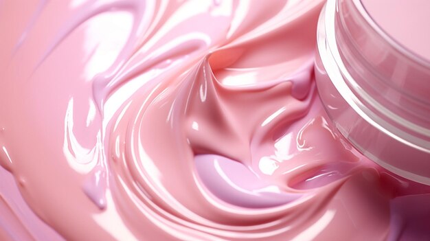 Macro jib Schuss von rosa Glas wurde aus der rosa Kosmetikcreme Körperpflege-Creme kommerziell entfernt