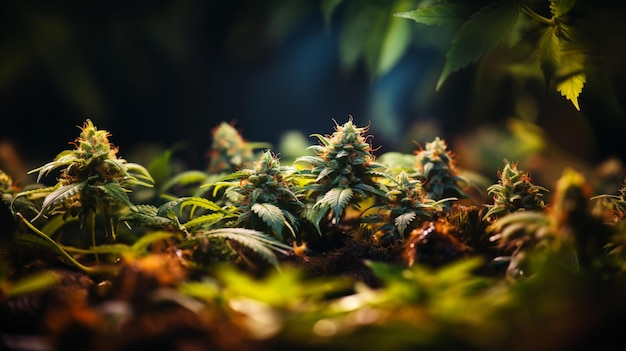 Macro de plantas de cannabis marihuana