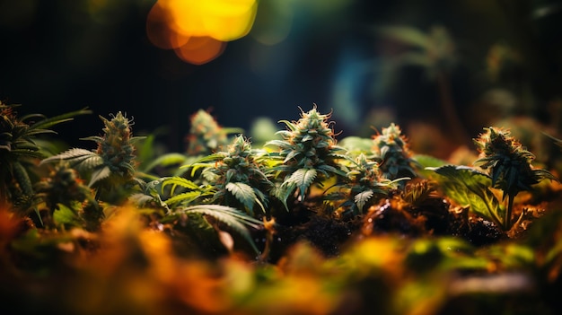 Macro de plantas de cannabis marihuana