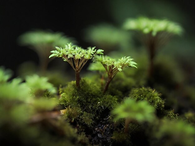 macro plantas suculentas verdes em close em fundo escuro