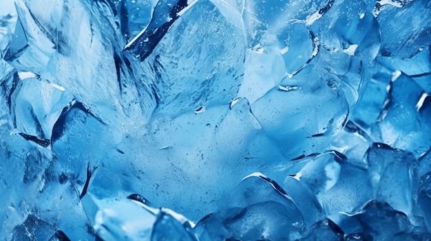 Macro de textura de superficie de hielo disparó sobre un fondo de pantalla azul