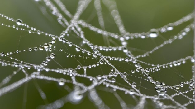 Macro tiro de orvalho na teia de aranha