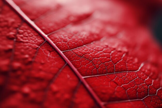 Foto macro vermelho de folha vívido gerar ai