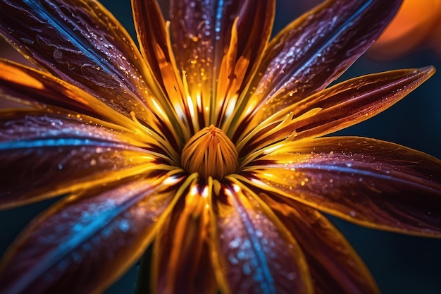 Foto macro vibrante de flor exótica
