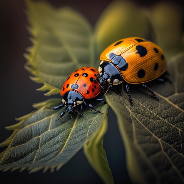 Macrofotografia aproximada de insetos uma joaninha Grande profundidade de campo e muitos detalhes de insetos em um fundo isolado