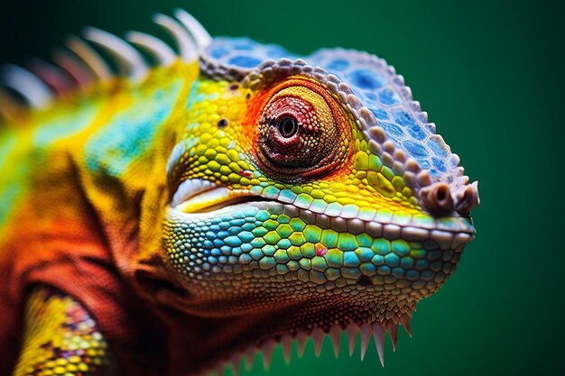 Foto macrograma colorido de los reptiles