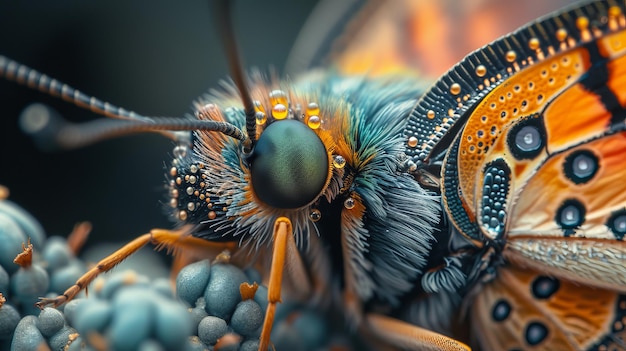 Foto las macros de insectos se centran en insectos pequeños como las mariposas, las abejas y las libélulas.