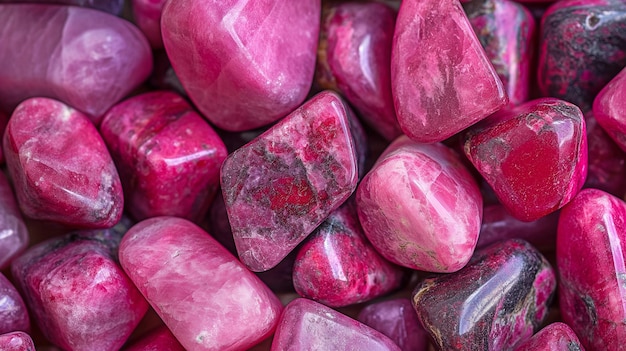 Foto las macros piedras preciosas de thulita o zoisita rosadas