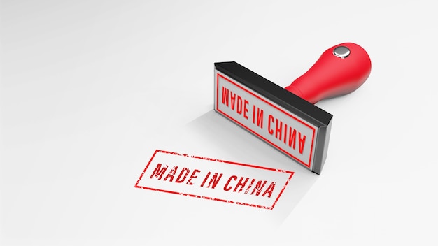 MADE IN CHINA Stempel 3D-Rendering