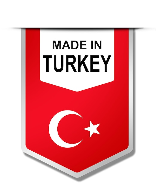 Foto „made in turkey“-wort auf hängendem banner