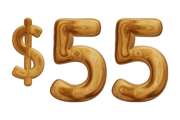 Madeira 55 dólares para preço e conceito de oferta