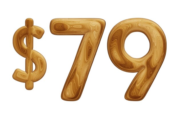 Madeira 79 dólares para preço e conceito de oferta