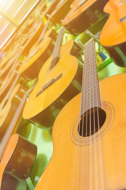 Foto madeira de guitarra close-up