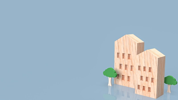 La madera de la casa para el concepto de propiedad 3d renderizado
