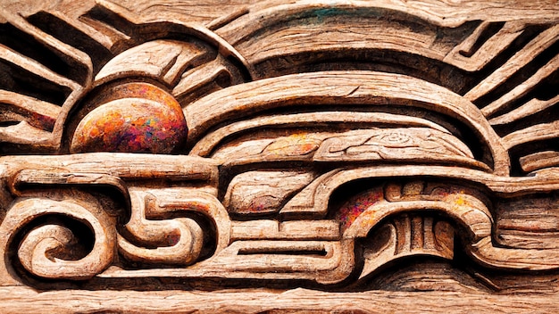 Madera de estilo maya Colores artísticos Ilustración 3D