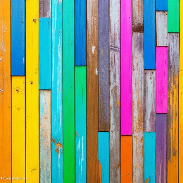 Foto madera pintada de colores generada por ia