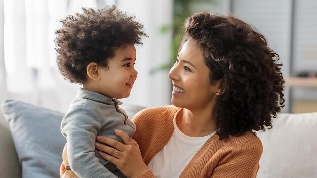 La madre admirando a su hijo