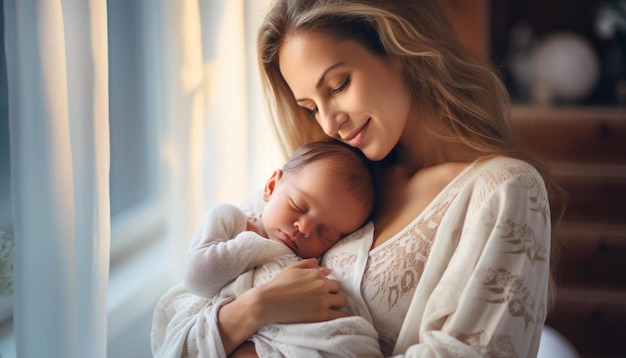 madre y el bebé nacen con una foto de ella