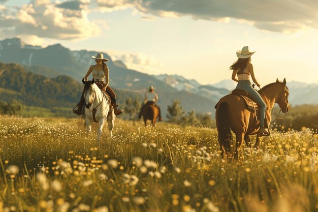 Madre disfrutando de un día de montar a caballo con ella