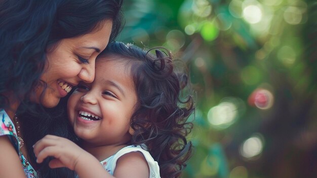 madre e hija de ascendencia india en el parque
