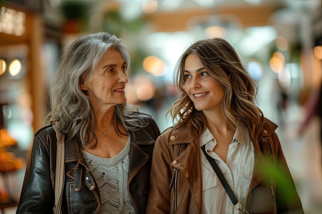 Madre e hija en el centro comercial IA generativa