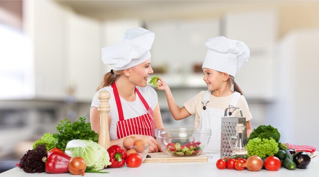 Madre e hija, en, cocina, cocina