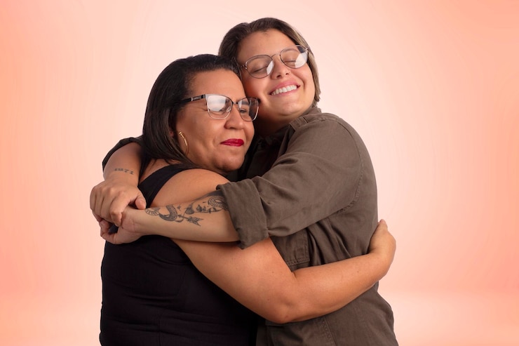 Foto madre e hija en fotos de estudio