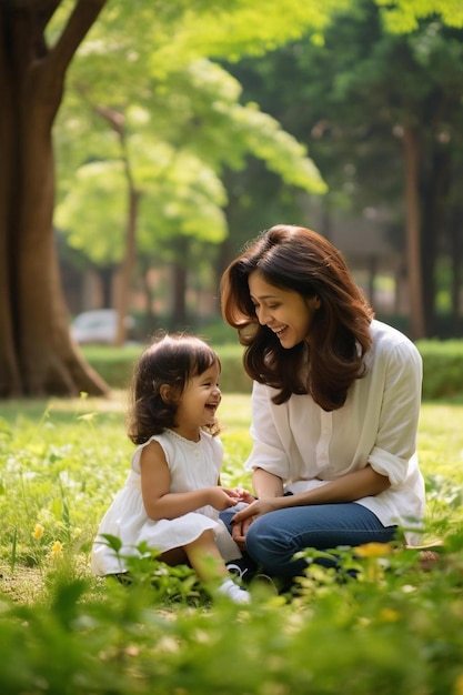 madre e hija jugando en el parque