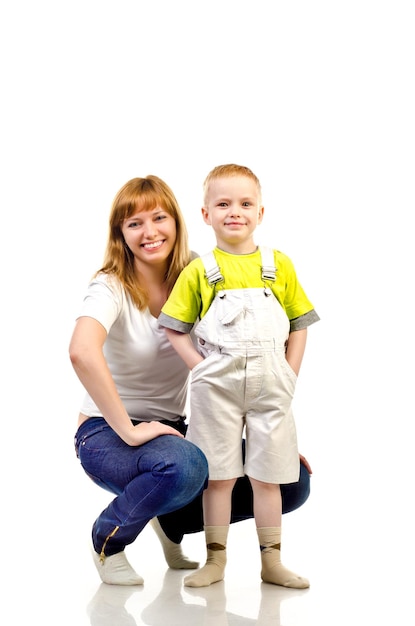 madre e hijo, aislado, en, un, fondo blanco