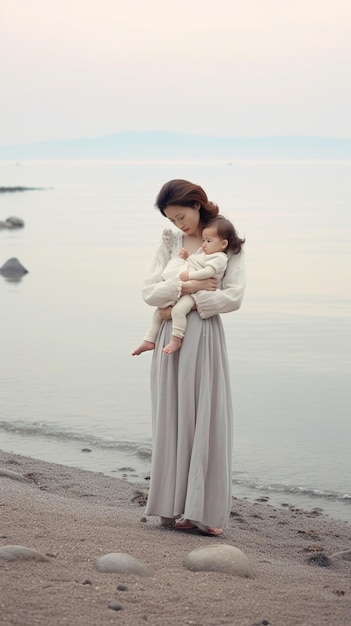 madre e hijo en la costa IA generativa