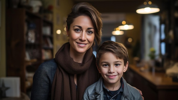 Madre e hijo posan juntos