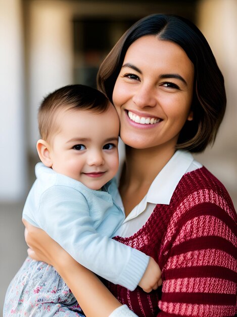 Foto madre feliz con su hijo