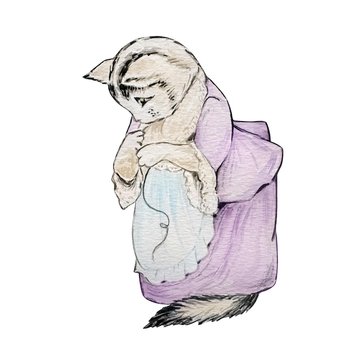 Foto madre de gato acuarela tom amigos de gatito peter conejo libro para niños